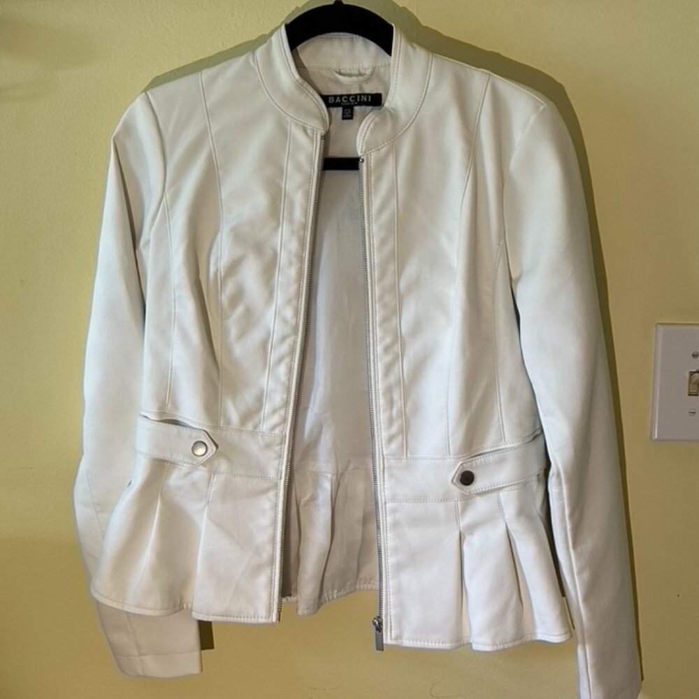 Women's White Faux Leather Jacket, size PS